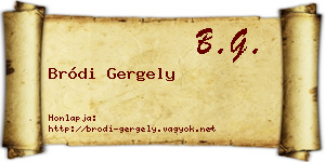 Bródi Gergely névjegykártya